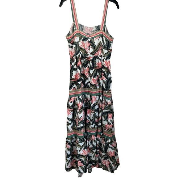 LOFT Linen Blend Tropical Floral Tiered Maxi Dress Size 6 Resort Vacation - Picture 3 of 8